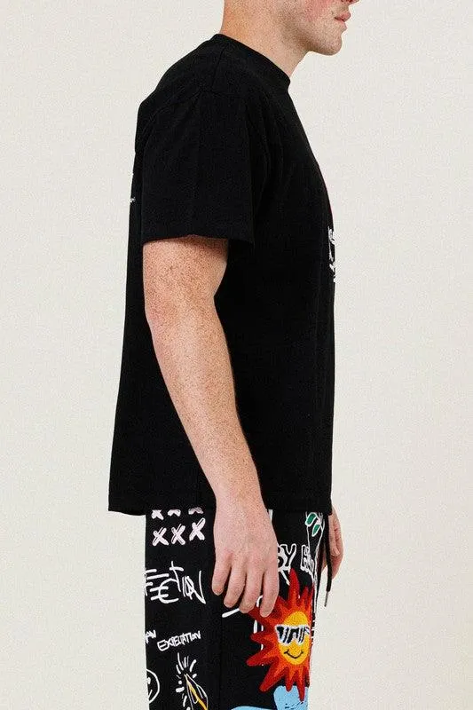 Mens Black New Suns Graphic Tee Shirt