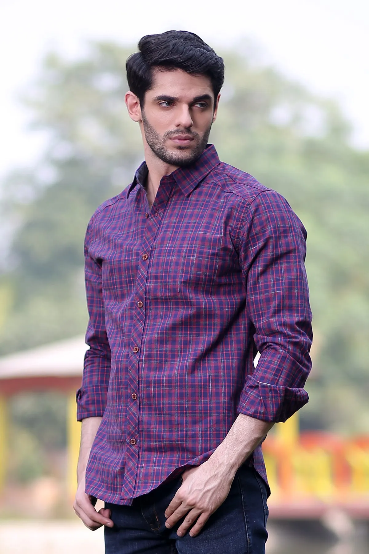 Men's “MATEO" Cotton Full Sleeves Checked Shirt
