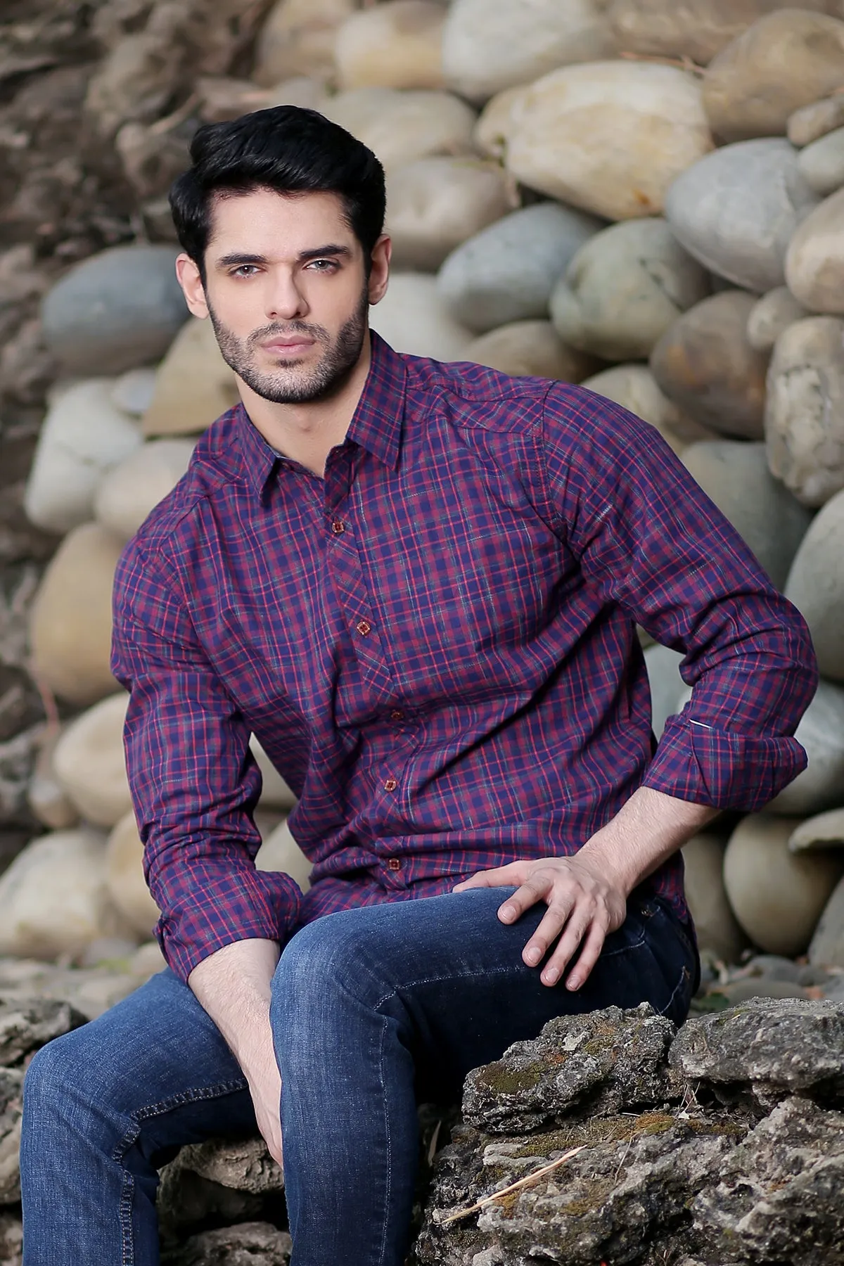 Men's “MATEO" Cotton Full Sleeves Checked Shirt