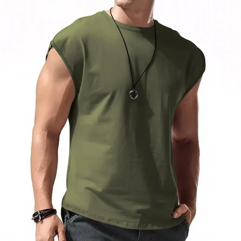 Men's Solid Loose Sleeveless  Sports T-shirt 64307072Z