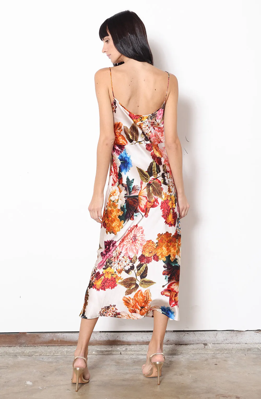 Midi Slip Dress   Ivory Bouquet