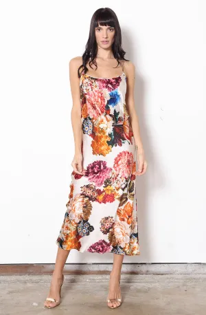 Midi Slip Dress   Ivory Bouquet