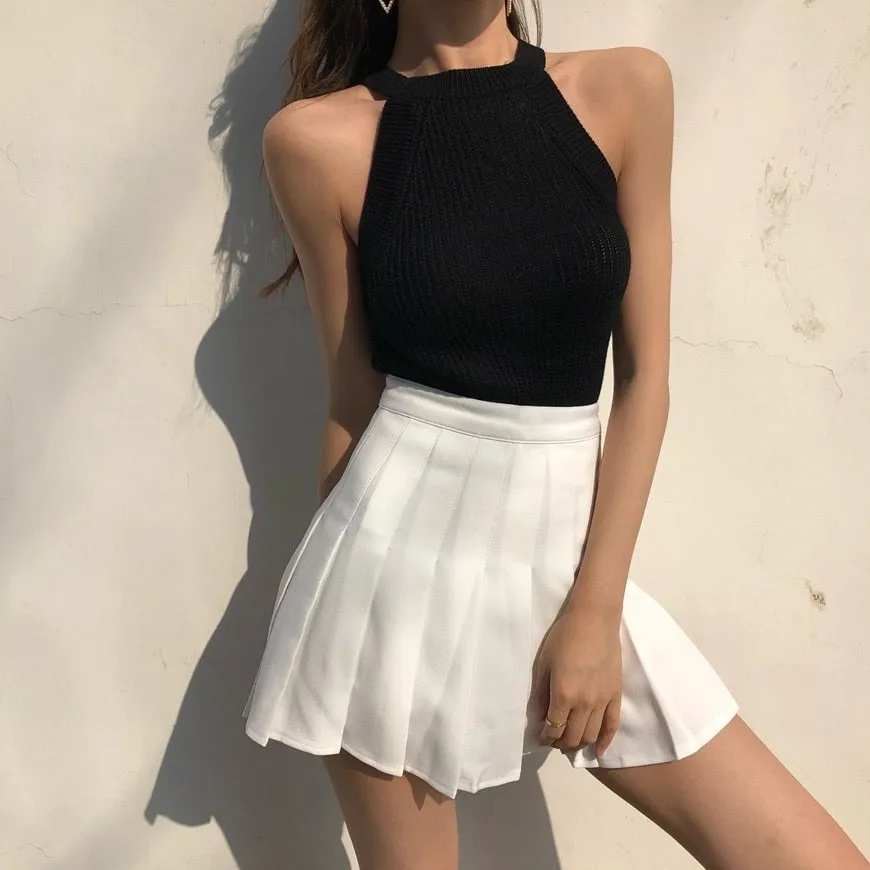 Mini Skirt With Pleats And High Waist