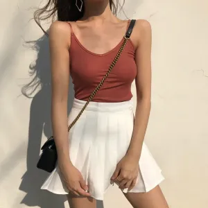 Mini Skirt With Pleats And High Waist
