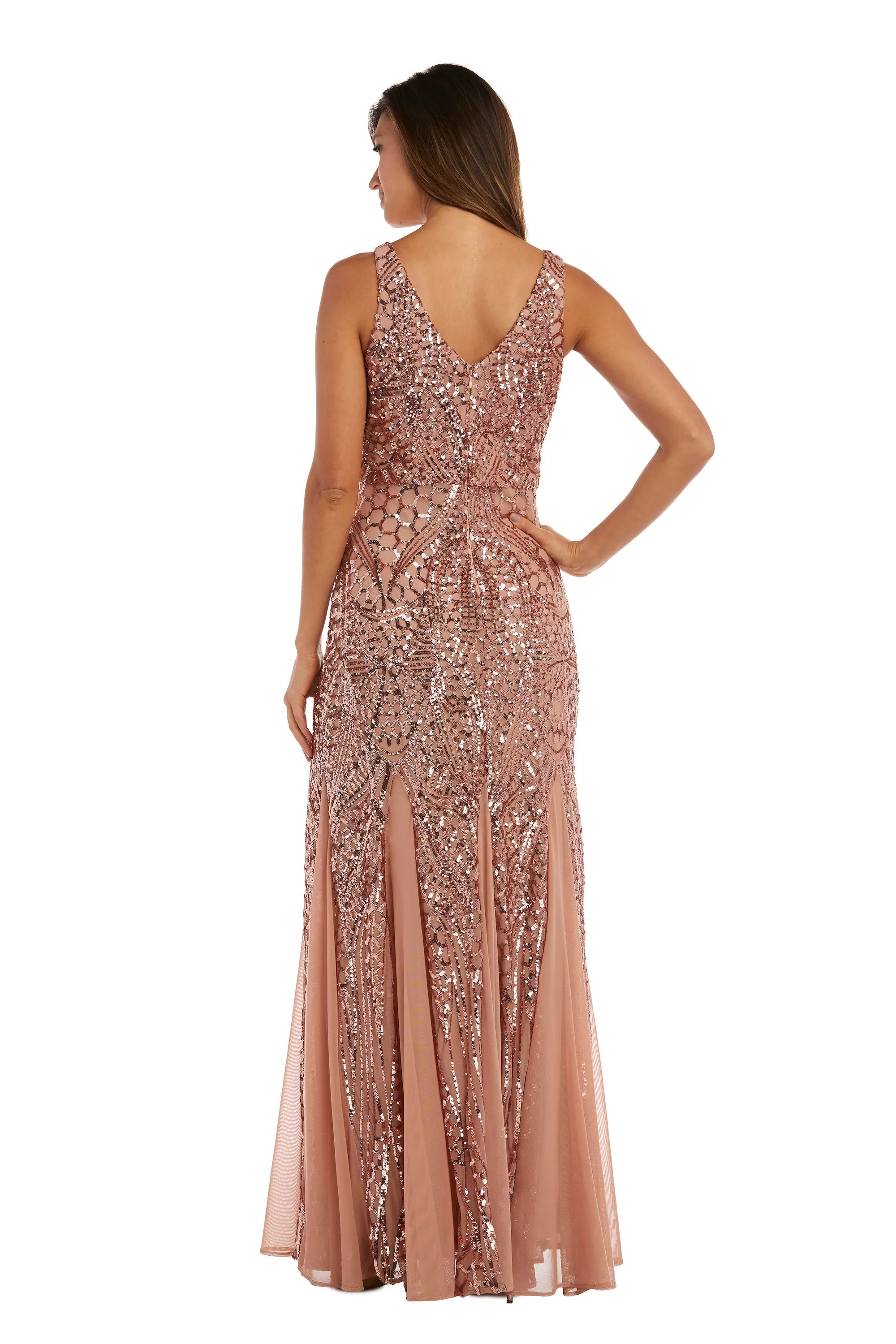 Nightway Petite Sleeveless Sequin Embellished Gown