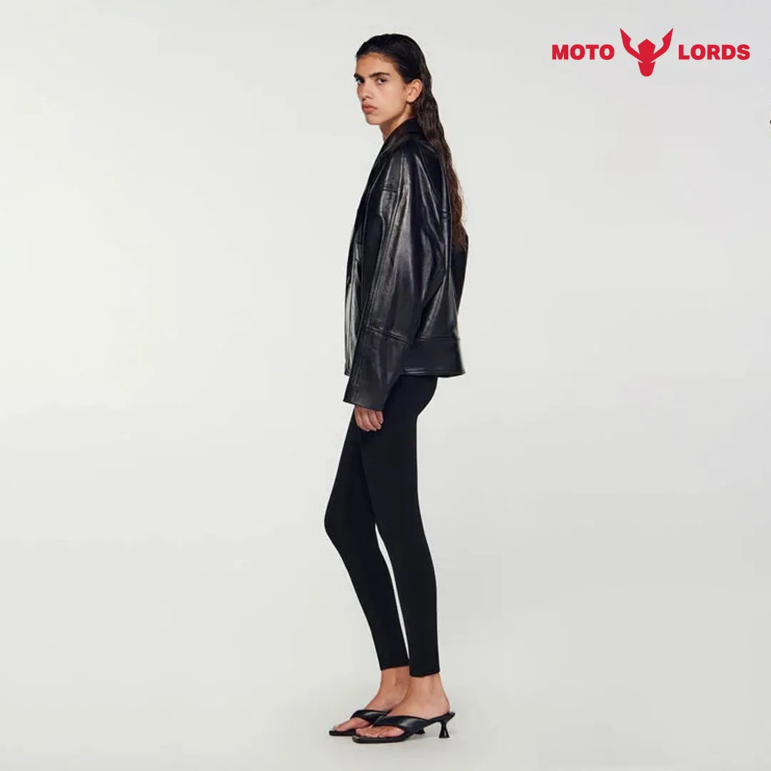 Oversized Vogue Visage Premium Leather Jacket