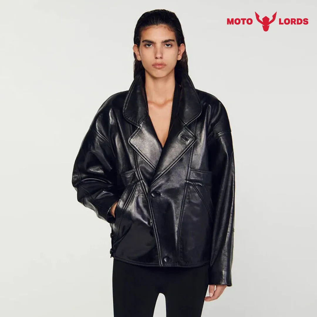 Oversized Vogue Visage Premium Leather Jacket