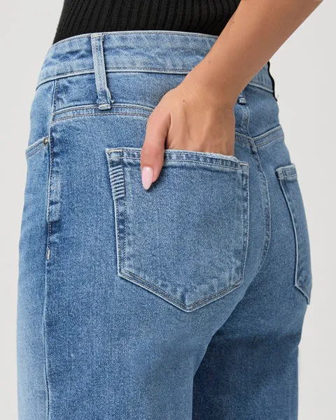 Paige Leenah Ankle Sleek Wide Leg Raw Hem in Walk of Fame