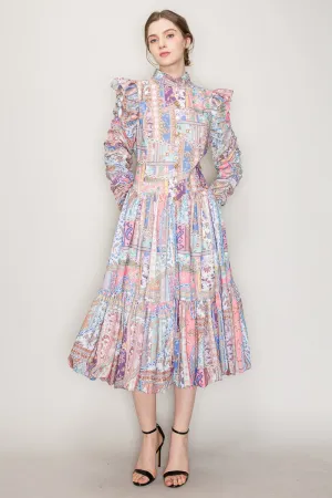 Pastel High Neck Party Dress