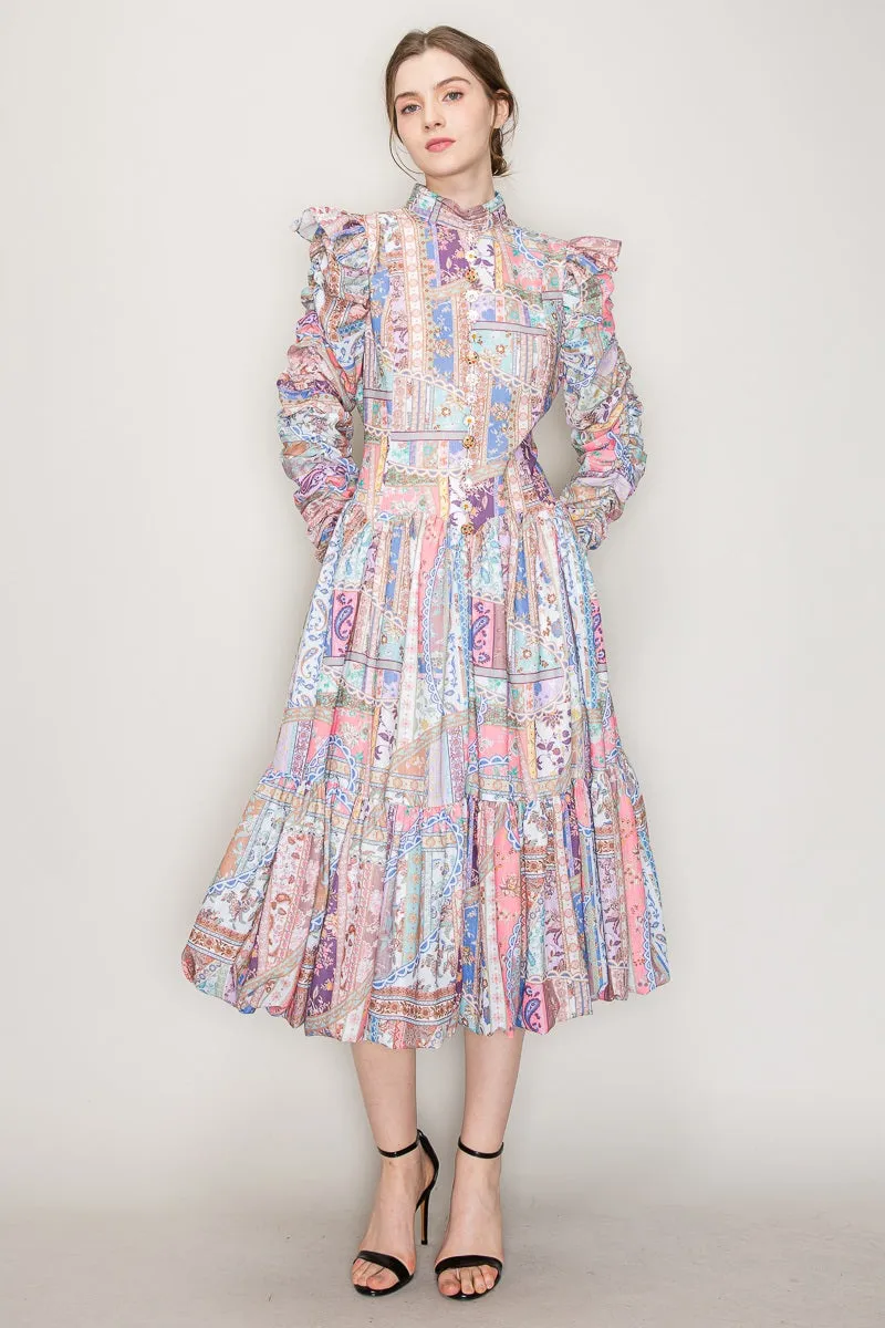 Pastel High Neck Party Dress