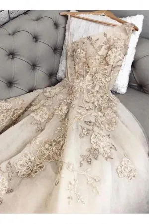 Promfast Modest Long Prom Dresses with Lace Appliques Tulle Evening Gown PFP1842