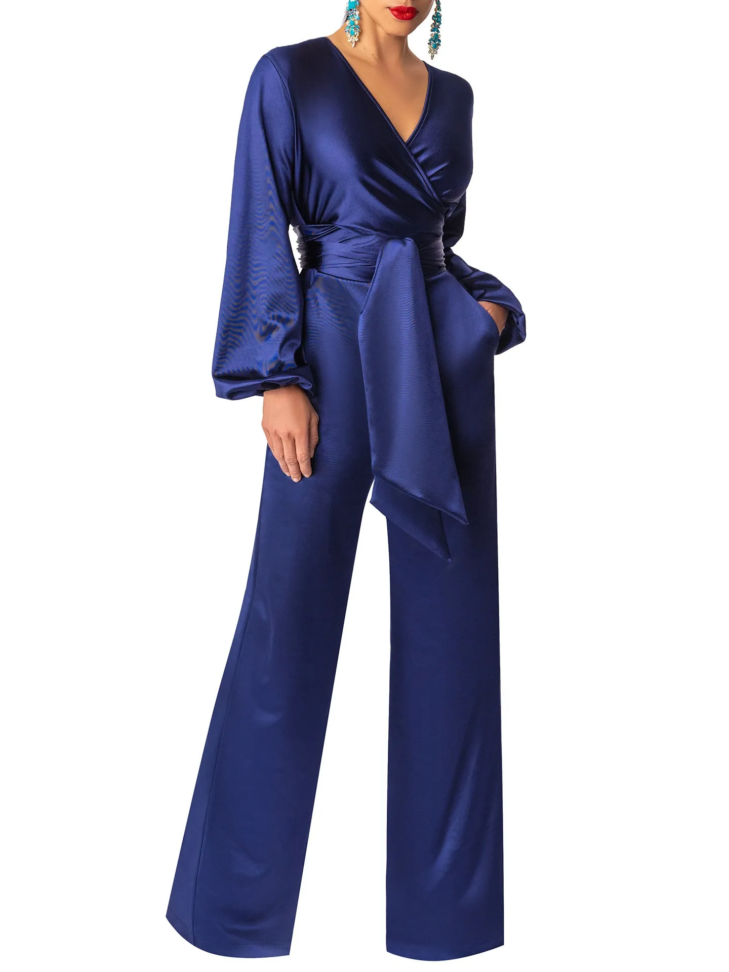"Sapphire" Navy Front Tie Jumpsuit