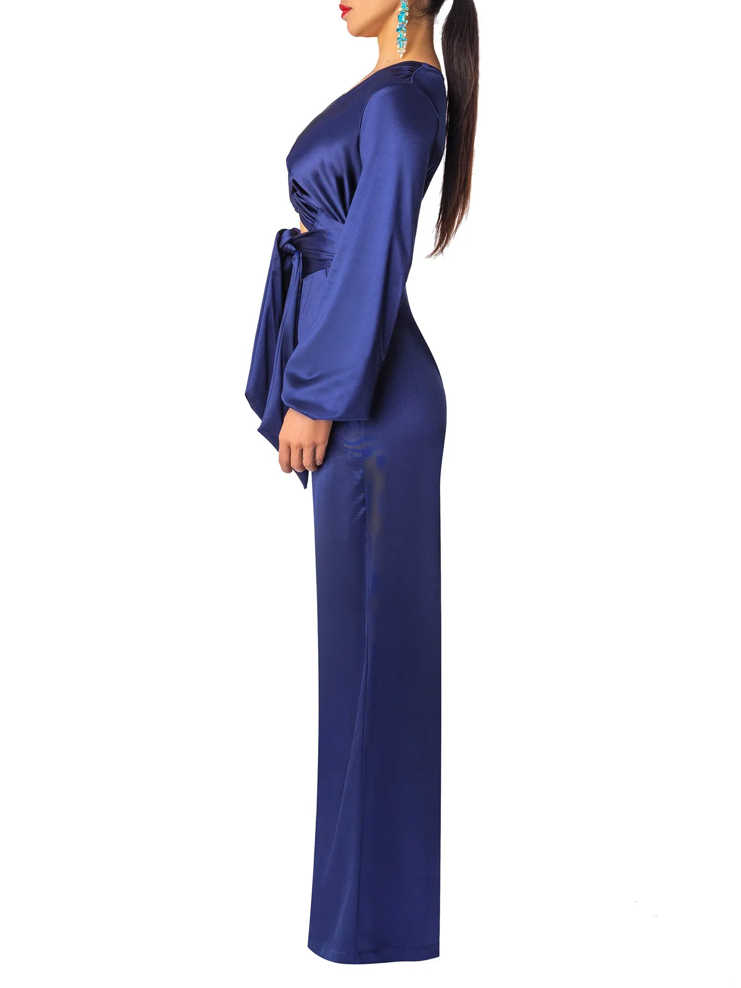 "Sapphire" Navy Front Tie Jumpsuit