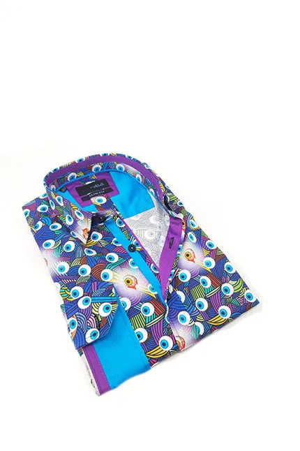 Radical Eyeball Button Down Shirt W/ Trim