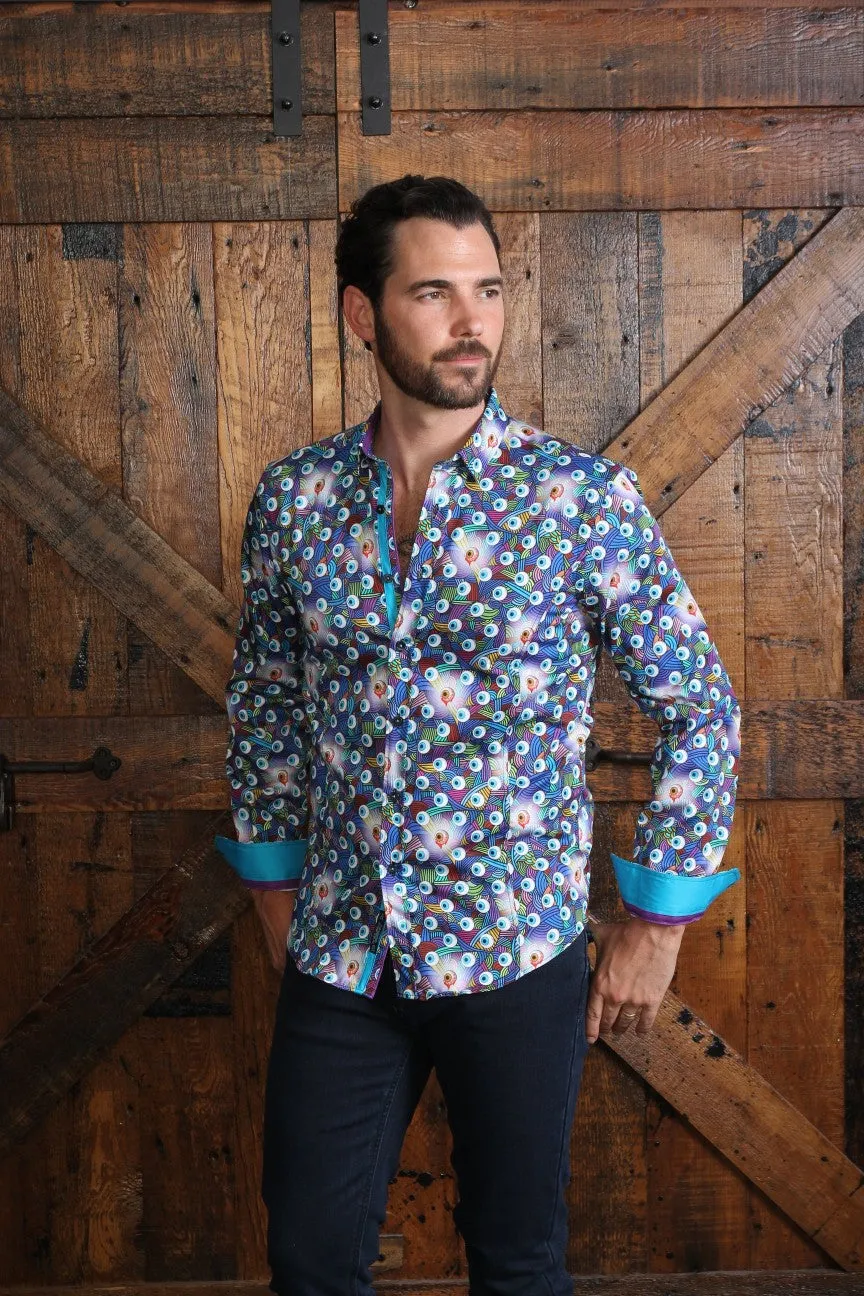 Radical Eyeball Button Down Shirt W/ Trim