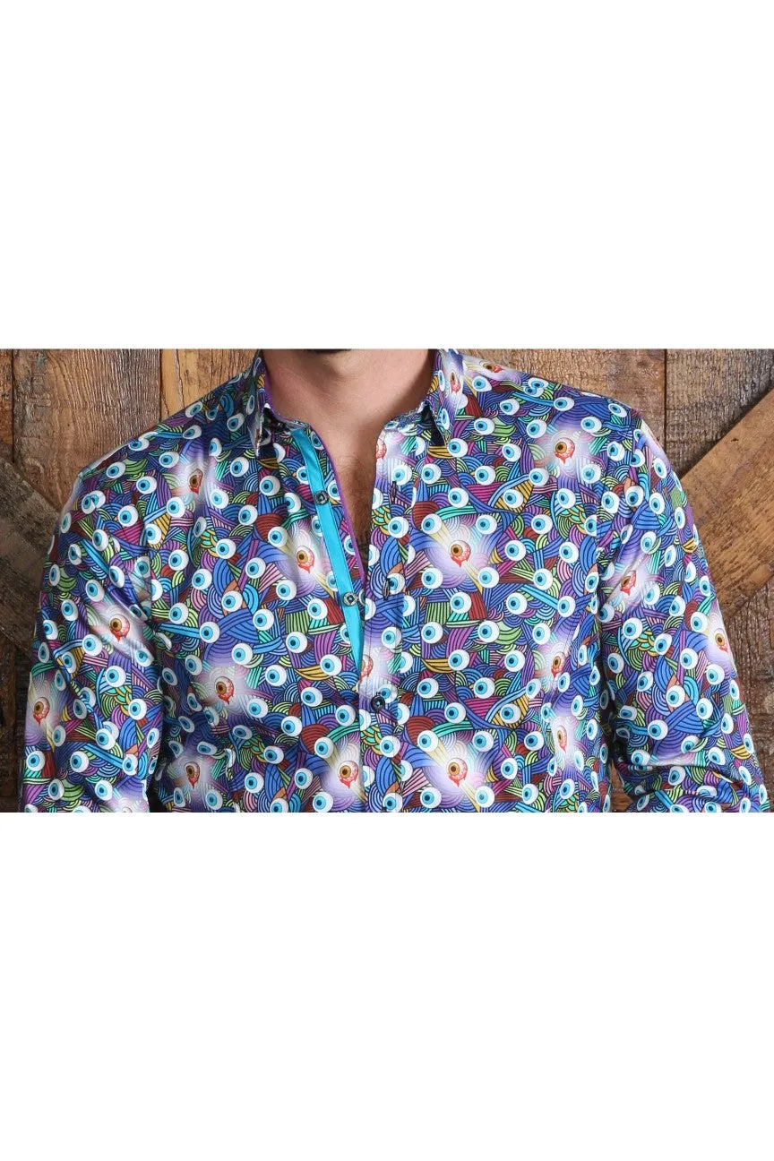 Radical Eyeball Button Down Shirt W/ Trim