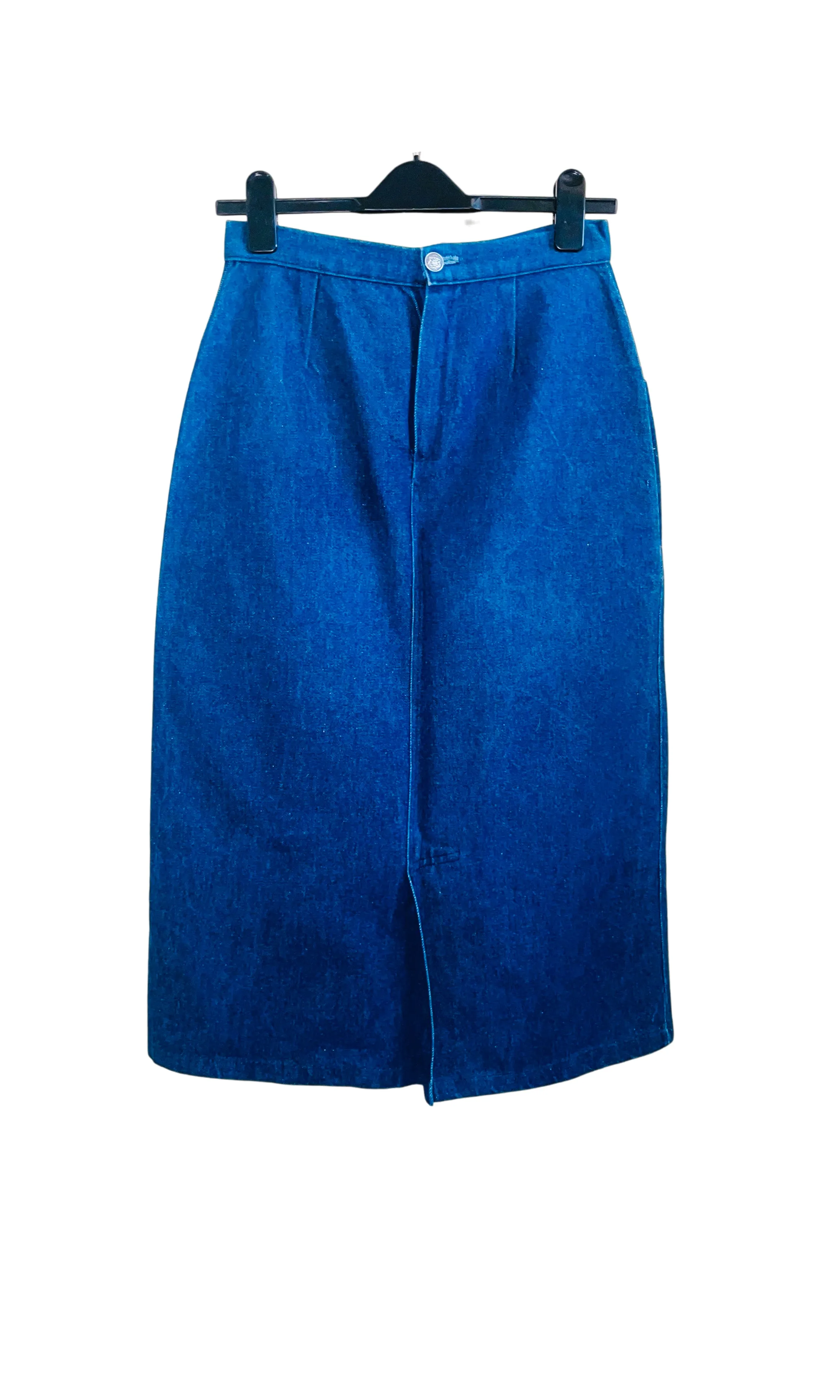 RENT Vintage Dark Denim Pleat Midi Skirt