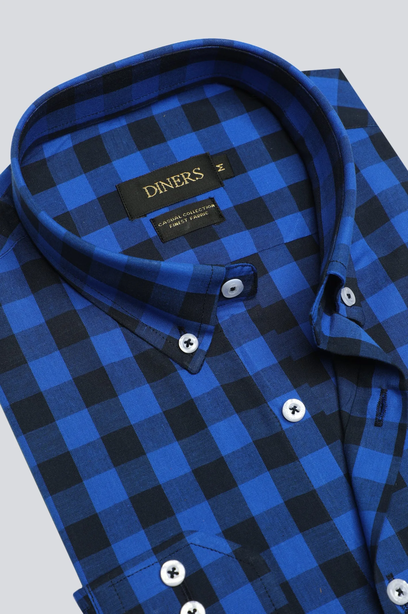 Royal Blue Gingham Check Casual Shirt