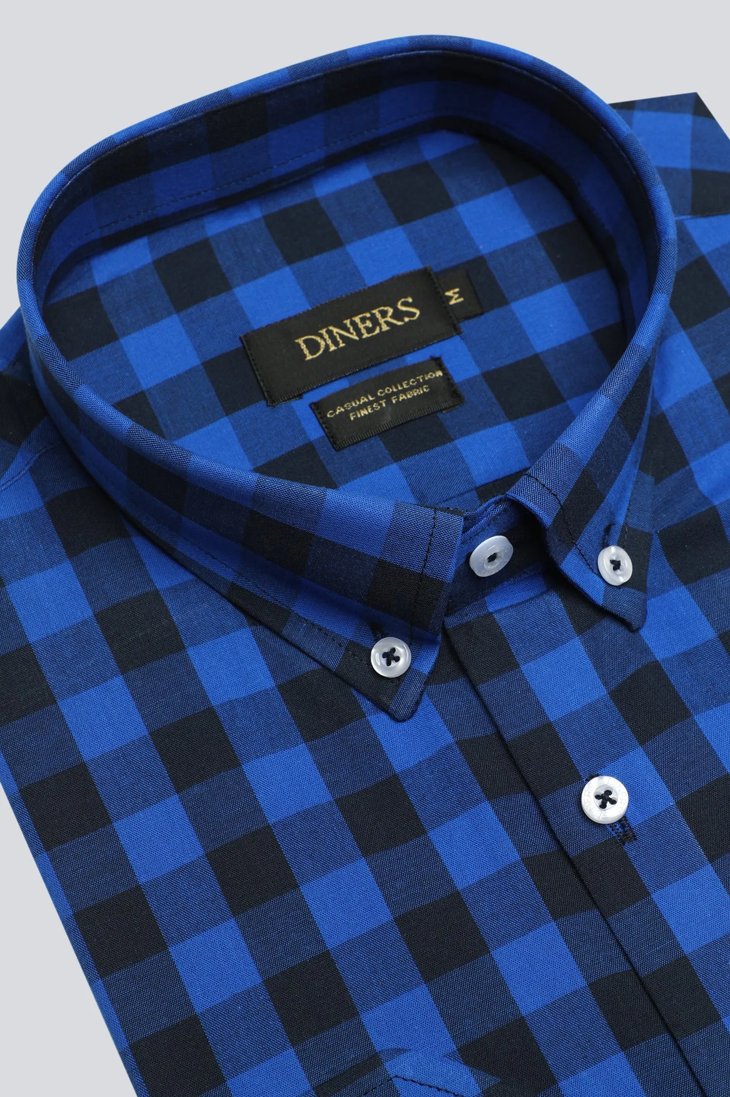 Royal Blue Gingham Check Casual Shirt
