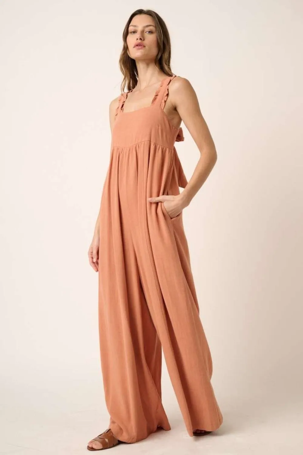 Ruffle Strap Jumpsuit in Ginger