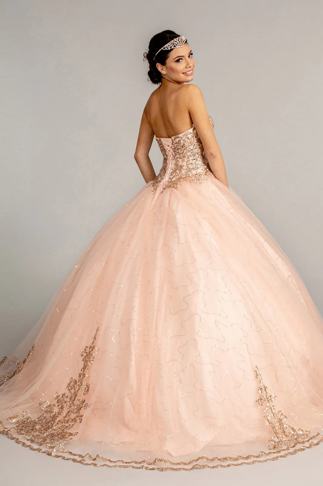 Sequin and Glitter Embellished Sweetheart Quinceanera Dress GLGL1973