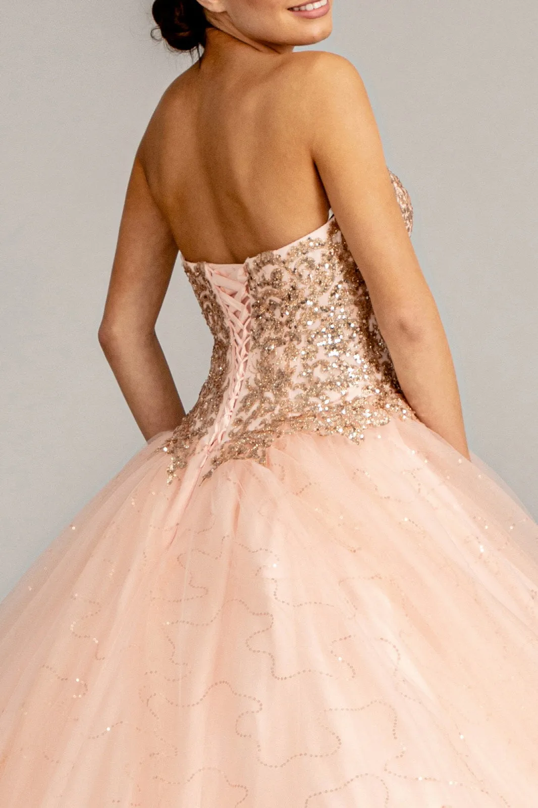 Sequin and Glitter Embellished Sweetheart Quinceanera Dress GLGL1973