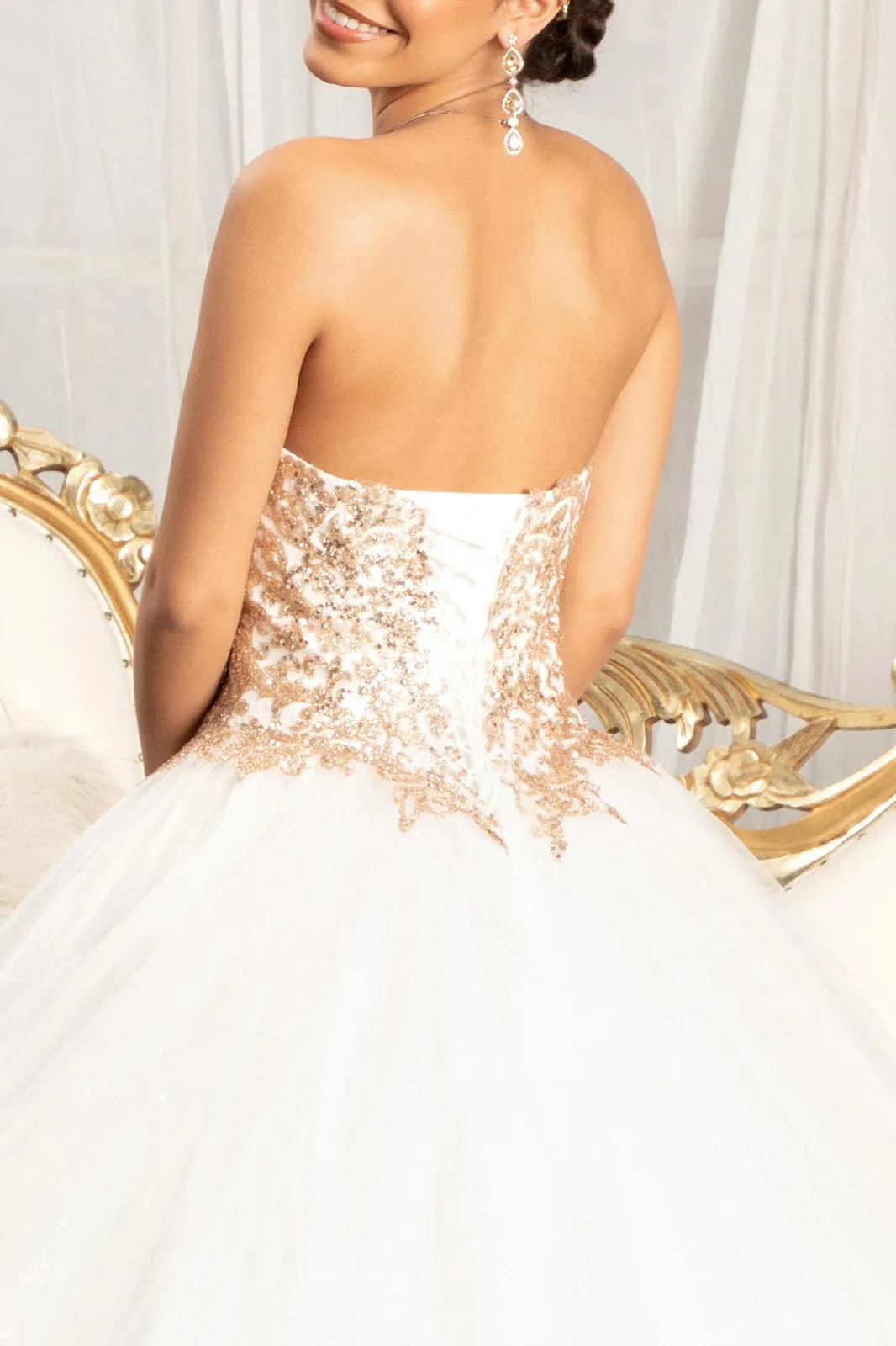 Sequin and Glitter Embellished Sweetheart Quinceanera Dress GLGL1973