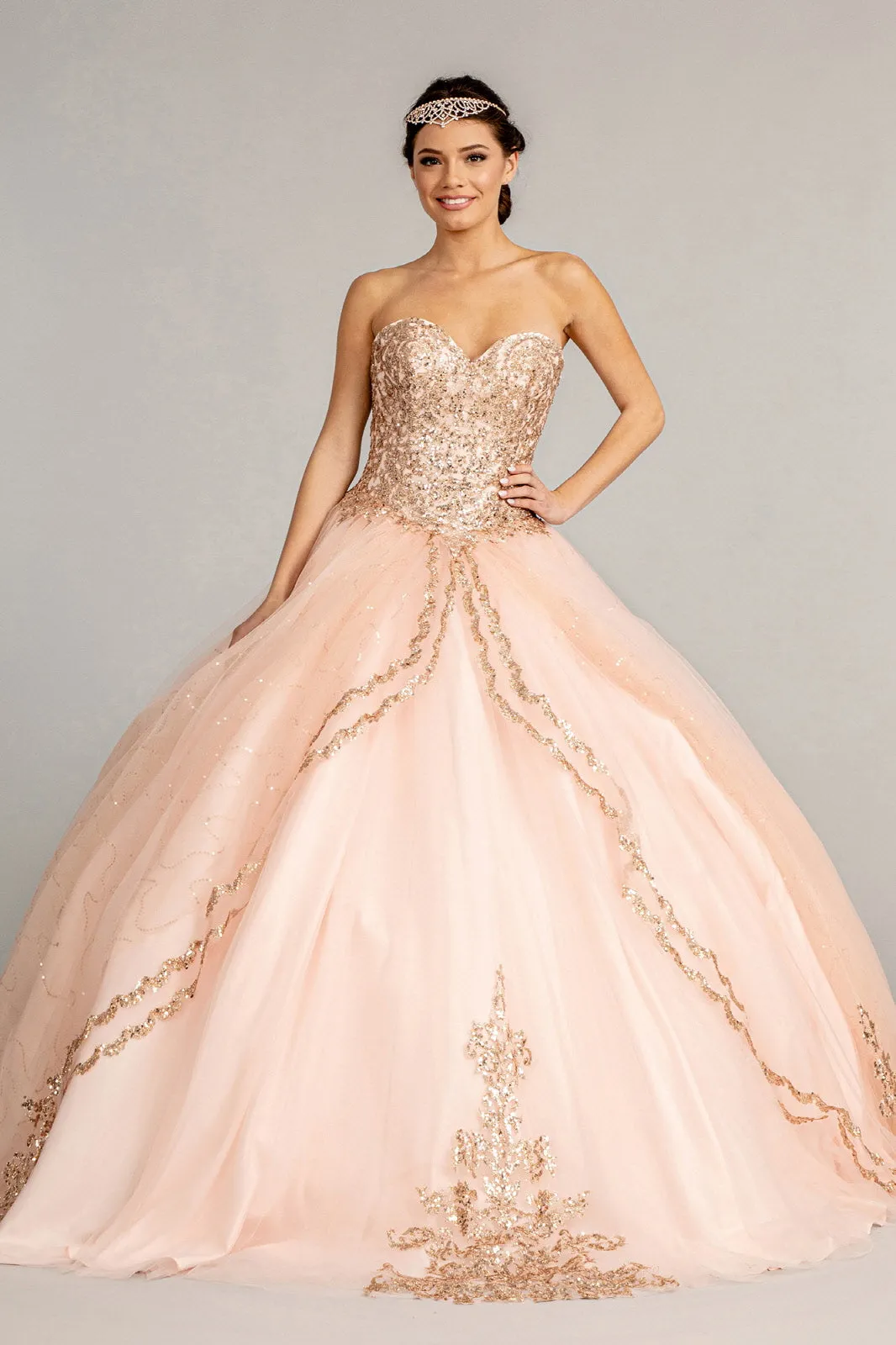 Sequin and Glitter Embellished Sweetheart Quinceanera Dress GLGL1973