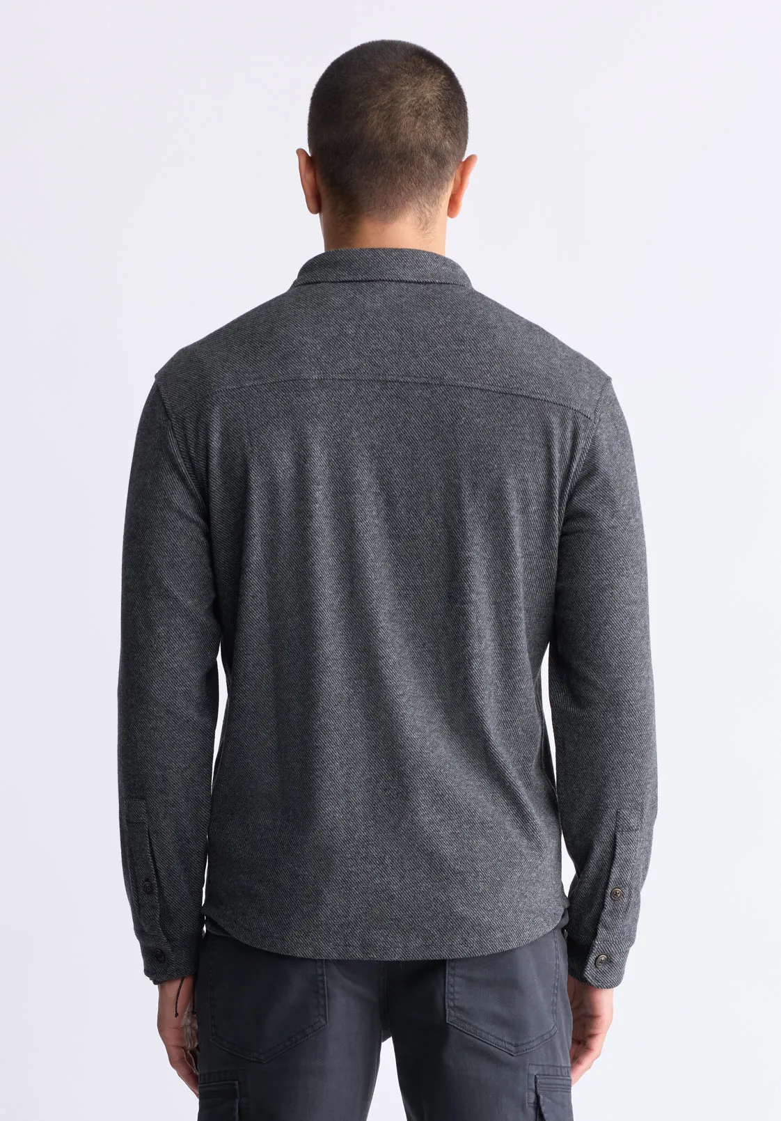 Sigge Men's Long-Sleeve Blanket Shirt with Chest Pockets, Charcoal - BM24460