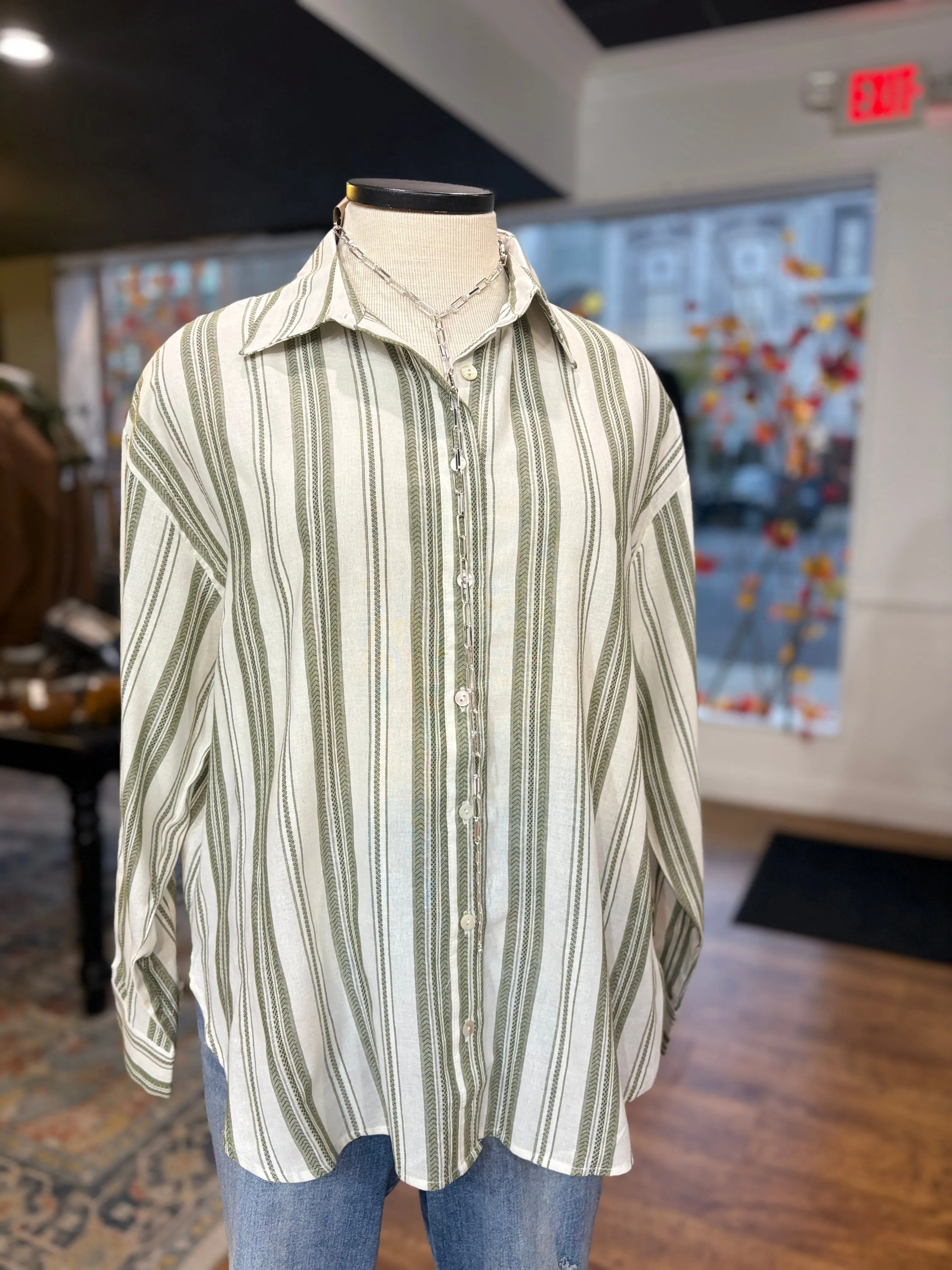 Smooth Talker Striped Button Down Shirt