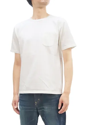 Studio D'artisan Plain T-shirt Men's Short Sleeve Suvin Gold Tsuri-ami Loopwheeled Pocket Tee 9916 White