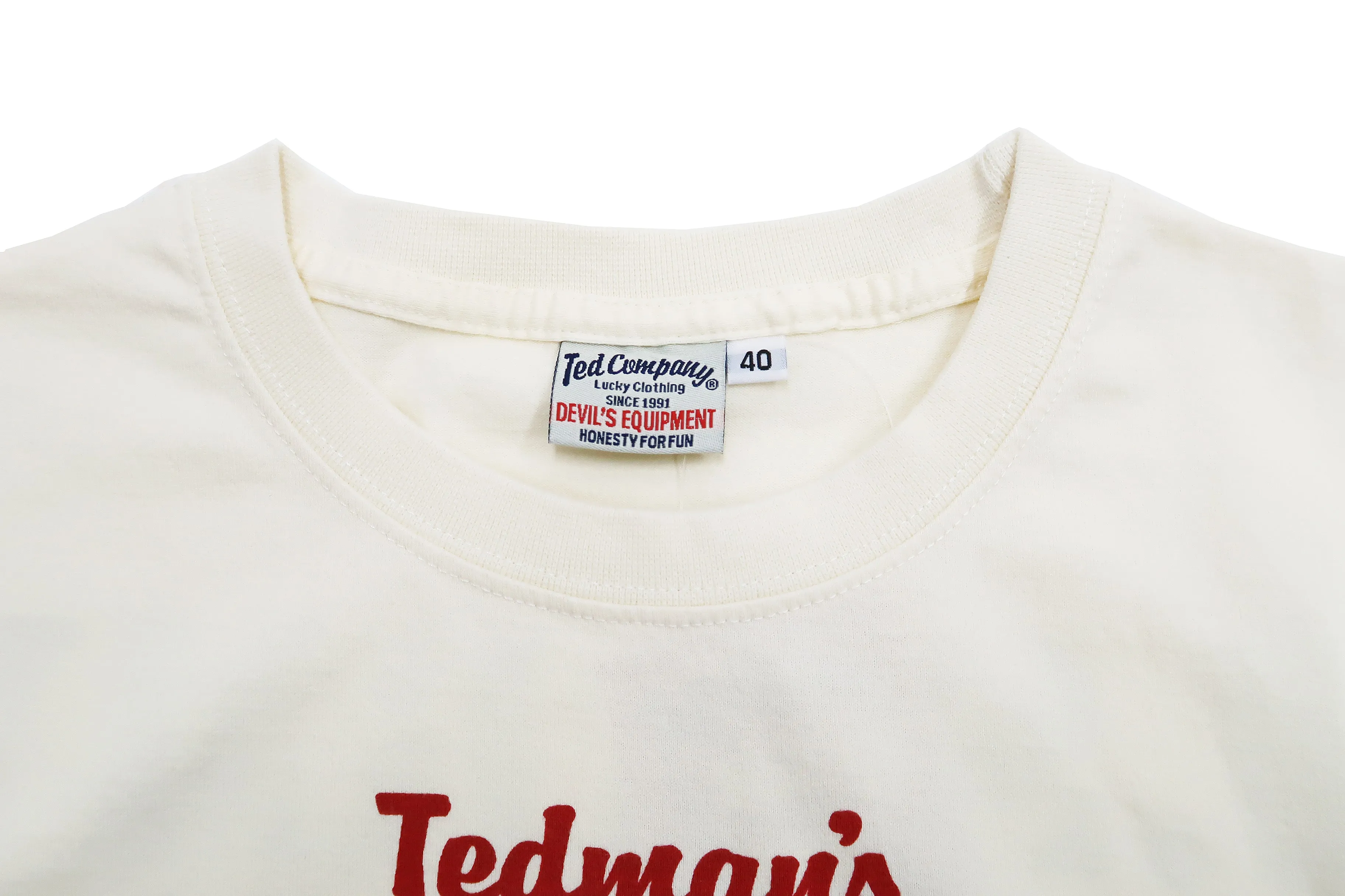 Tedman T-Shirt Men's Lucky Devil Military Graphic Short Sleeve Tee Efu-Shokai TDSS-549 Off-White