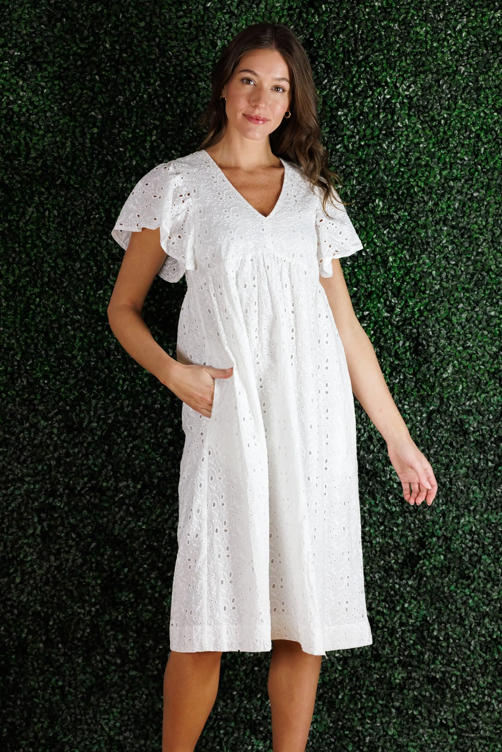 The Avis Dress in White Eyelet