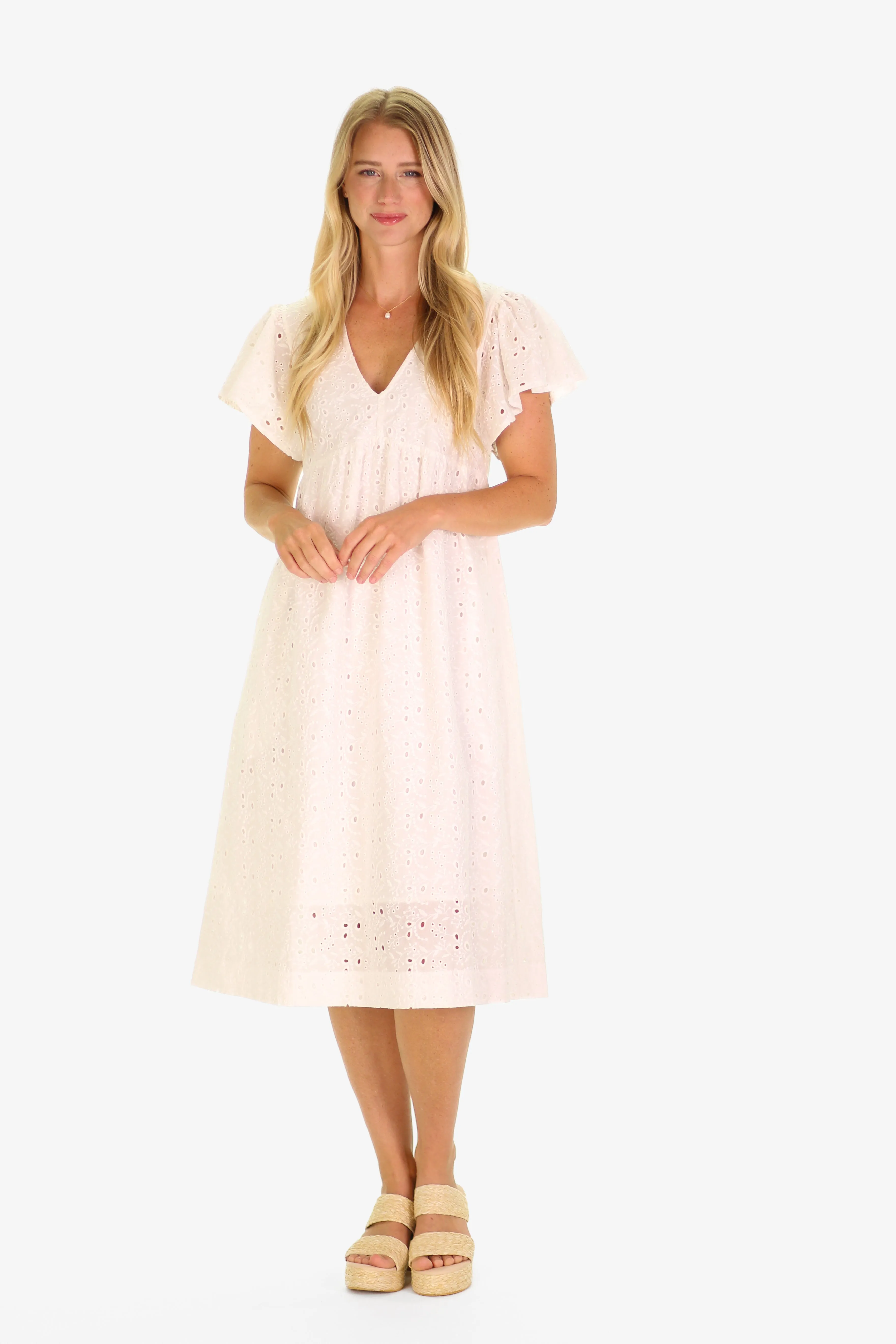 The Avis Dress in White Eyelet