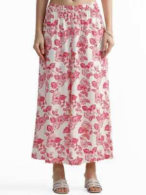 Utsa Pink Floral Printed Ankle Length Palazzos