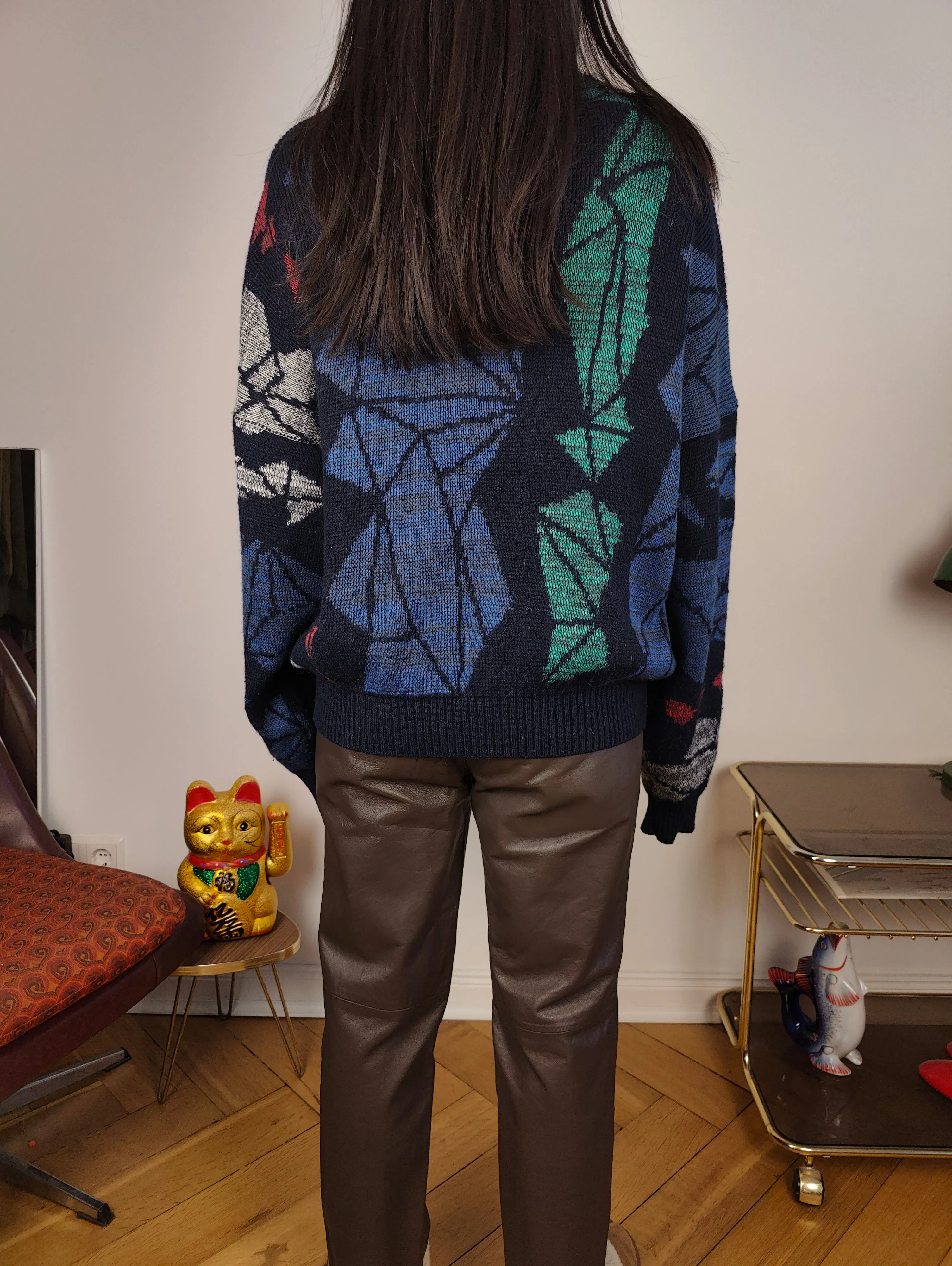 Vintage Adidas alpaca wool cardigan M | blue pattern knit knitted sweater jacket women unisex men