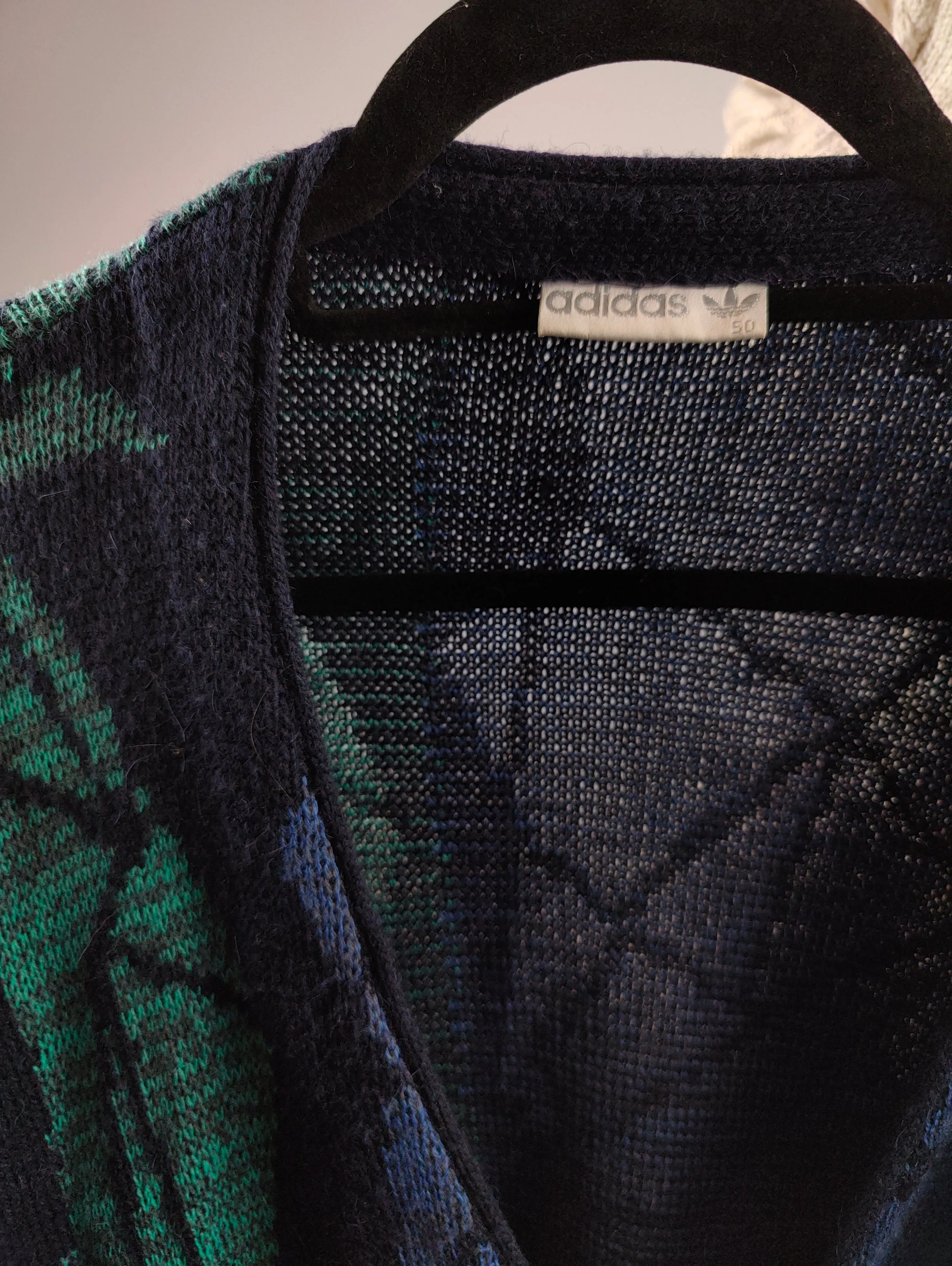 Vintage Adidas alpaca wool cardigan M | blue pattern knit knitted sweater jacket women unisex men