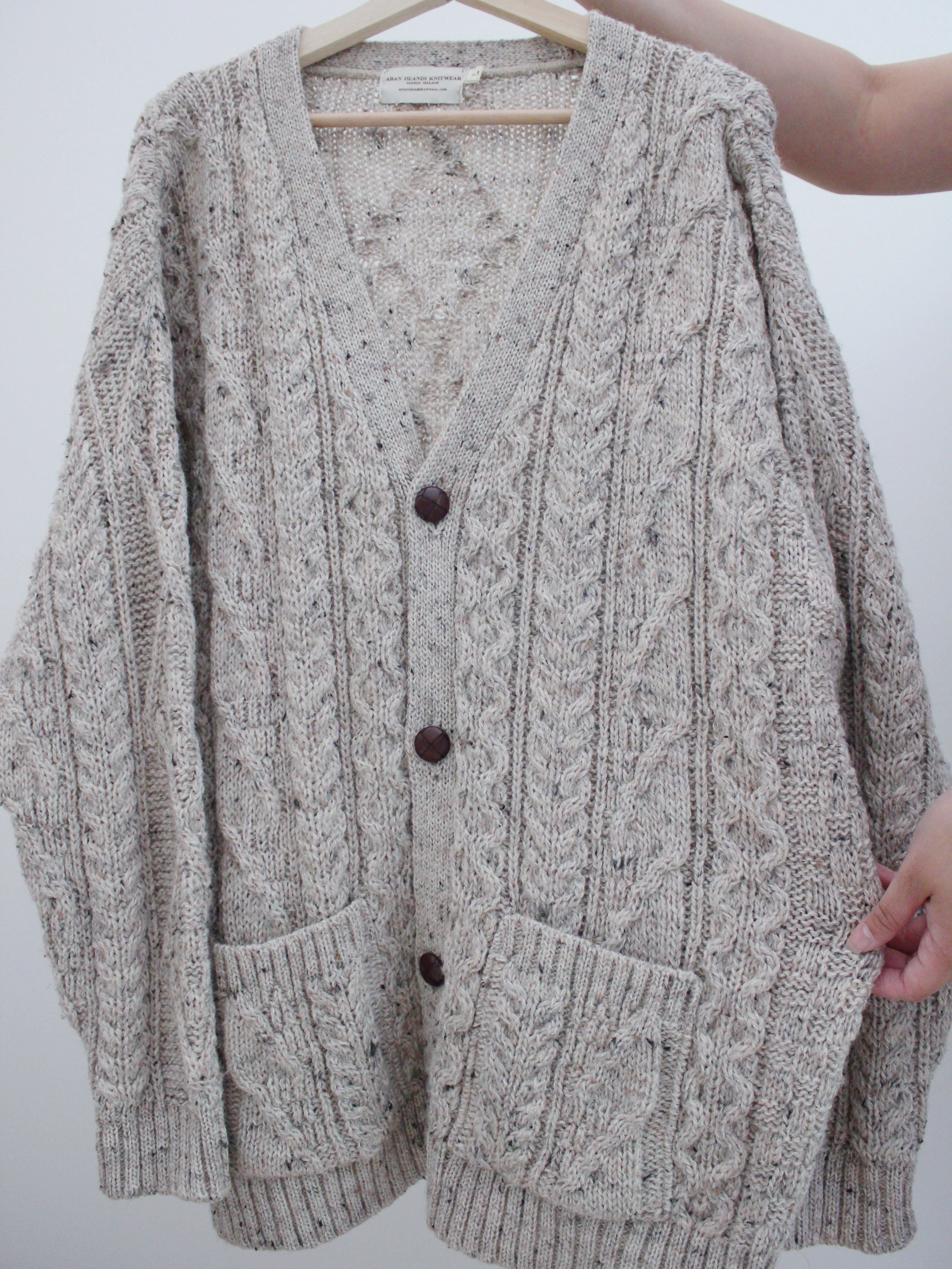Vintage Irish Cable Knit Cardigan (L)