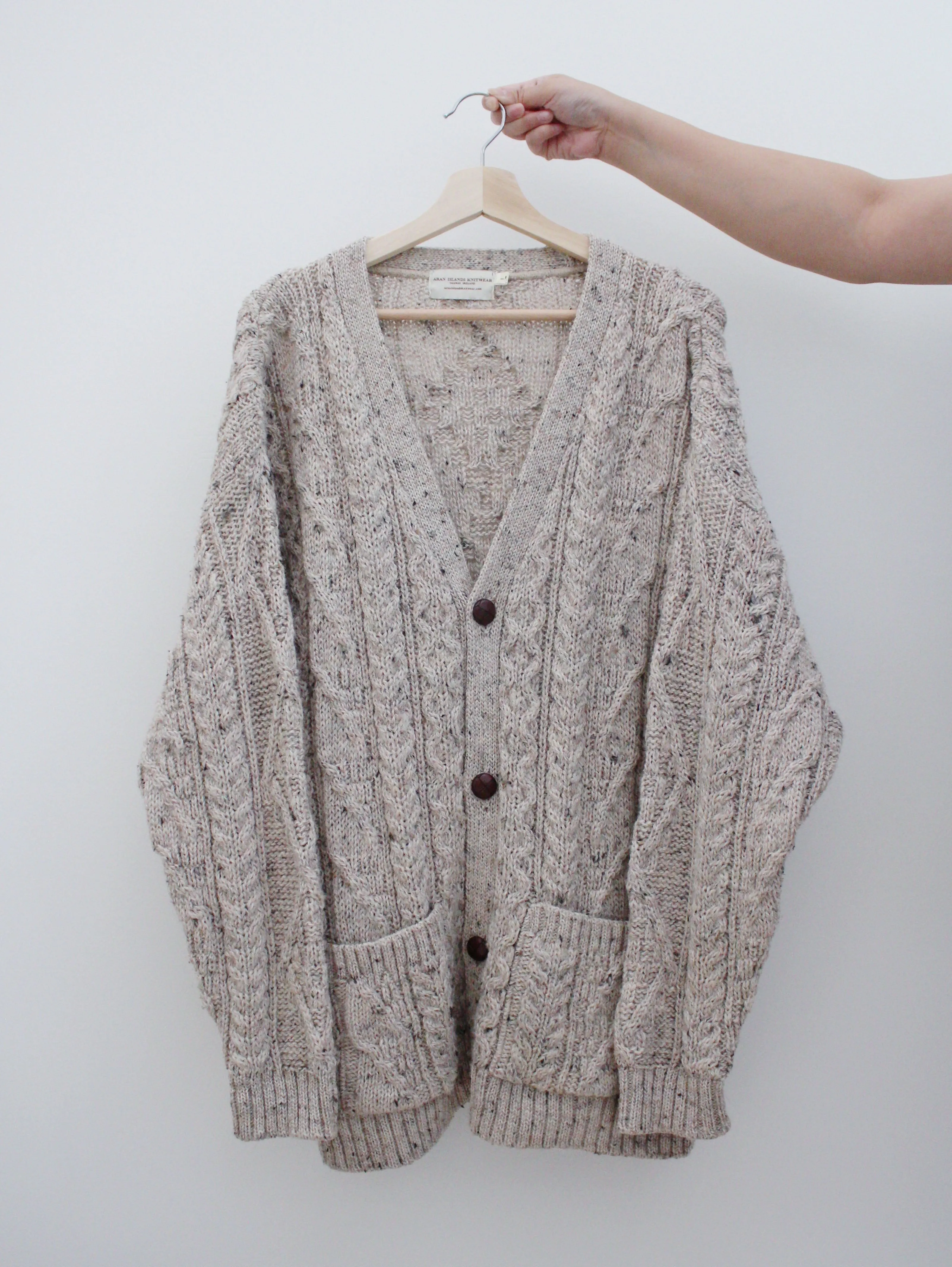 Vintage Irish Cable Knit Cardigan (L)