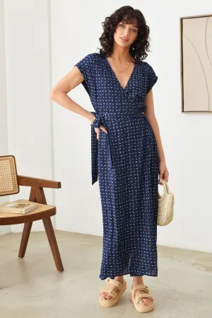 Warp Short Sleeve Wide Leg Flowy Maxi Jumpsuit