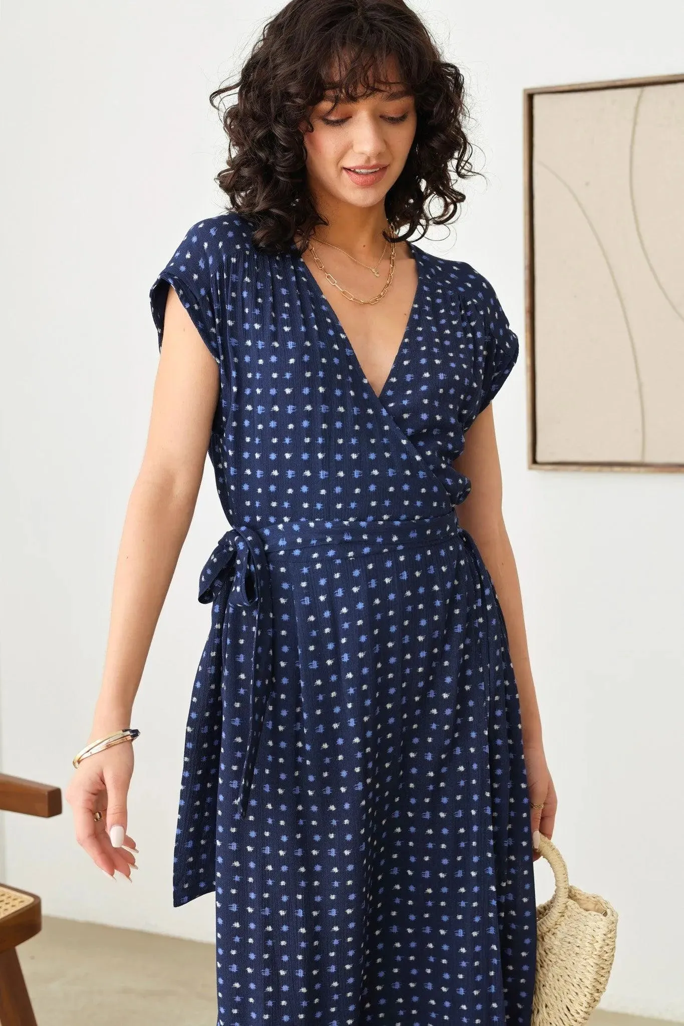 Warp Short Sleeve Wide Leg Flowy Maxi Jumpsuit