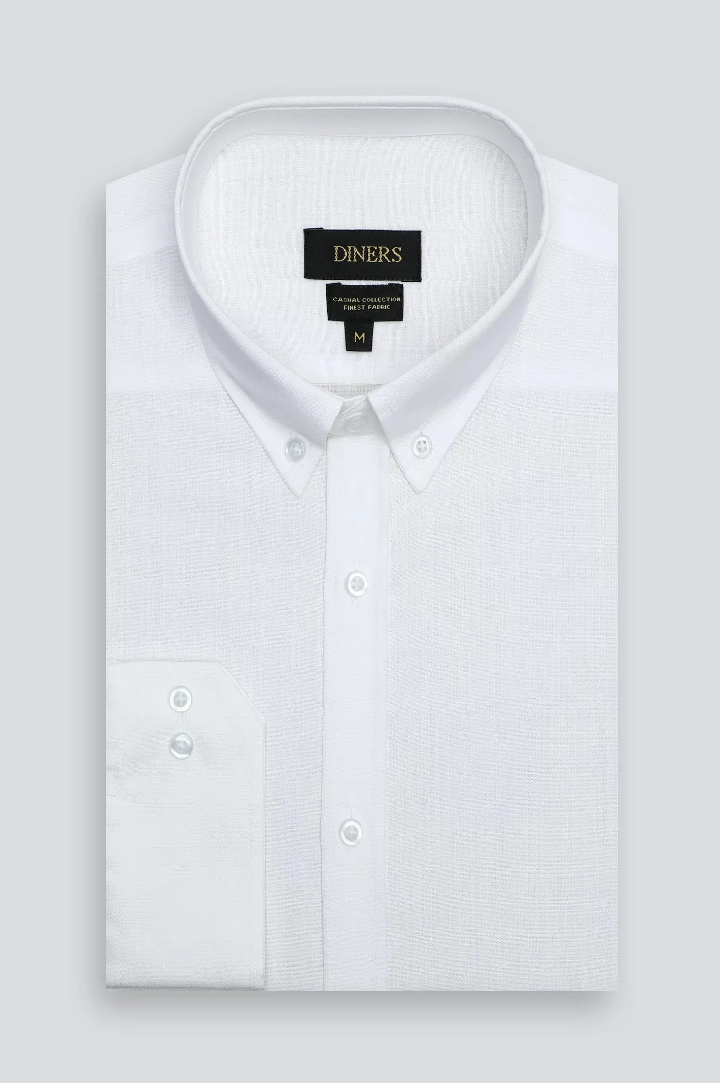 White Self Textured Casual Shirt