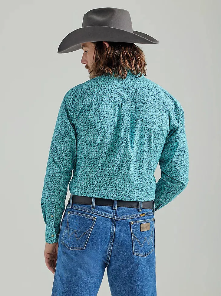 Wrangler George Strait Button Teal Flowers