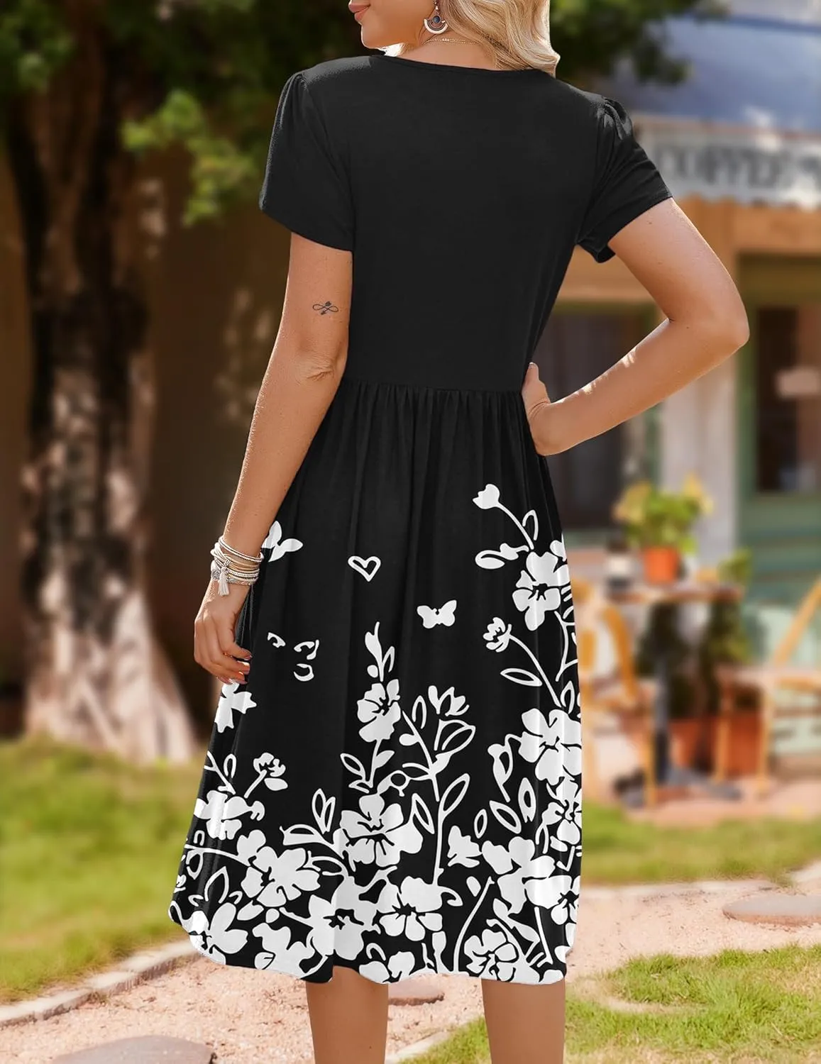 Zeagoo Womens Midi Dress Short Sleeve Dress with Pockets